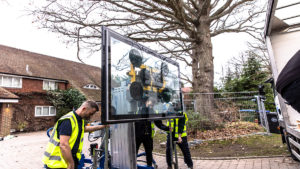 walk-on glass being fitted