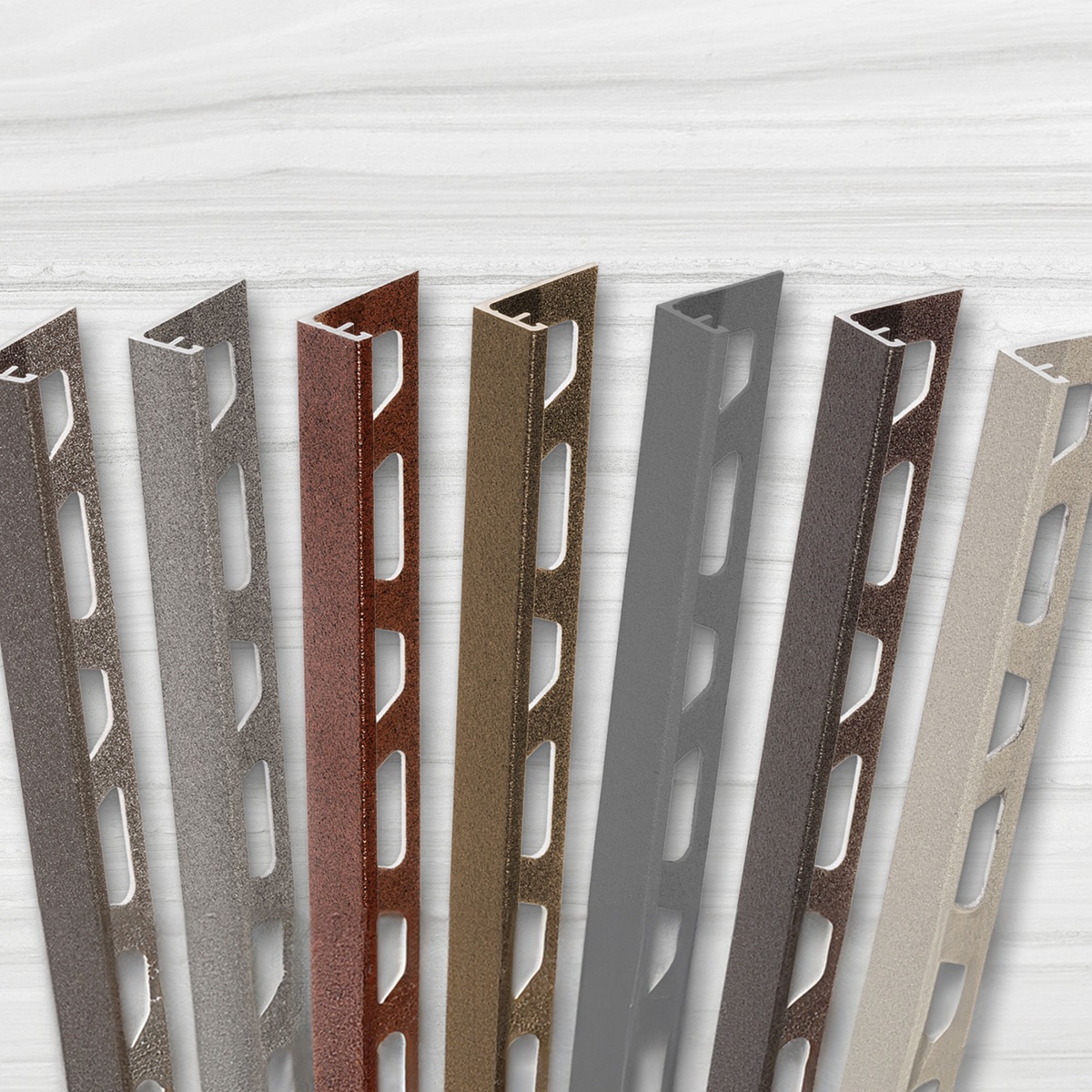Schlüter® stays on trend with textured colour coatings for aluminium and stainless steel