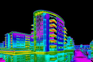 Thermal image of a new-build block of flats in London