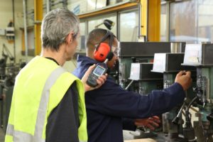 worker using hearing protectors